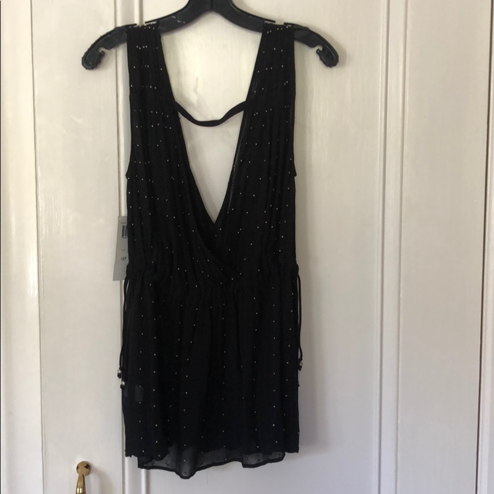 NWT Beaded, Synched Black Top